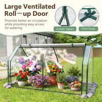 Portable Mini Greenhouse with Roll-up Zipper Door and Metal Frame