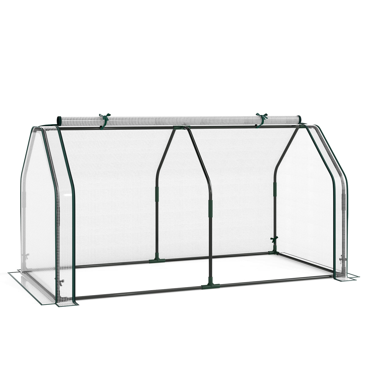 Portable Mini Greenhouse with Roll-up Zipper Door and Metal Frame