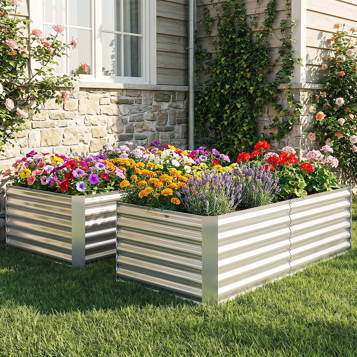 180 x 90 x 50 cm Galvanized Raised Garden Bed Kit