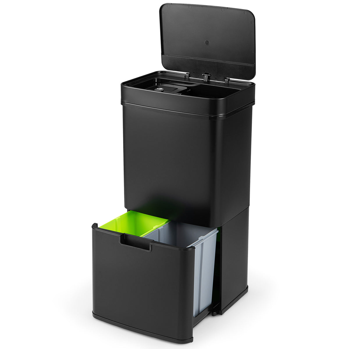 72L Stainless Steel Trash Can Motion Sensor Garbage Bin w/ Anti-Fingerprint