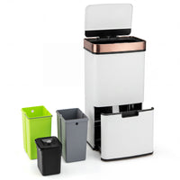 72L Stainless Steel Trash Can Motion Sensor Garbage Bin w/ Anti-Fingerprint