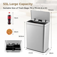 53L Automatic Trash Can with Lid, Motion Sensor Garbage Can