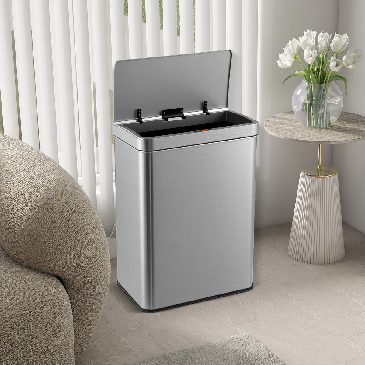 53L Automatic Trash Can with Lid, Motion Sensor Garbage Can