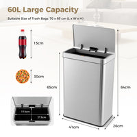 60L Automatic Trash Can with Lid, Motion Sensor Garbage Can with Stay Open & Soft Close Function