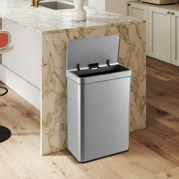 60L Automatic Trash Can with Lid, Motion Sensor Garbage Can with Stay Open & Soft Close Function