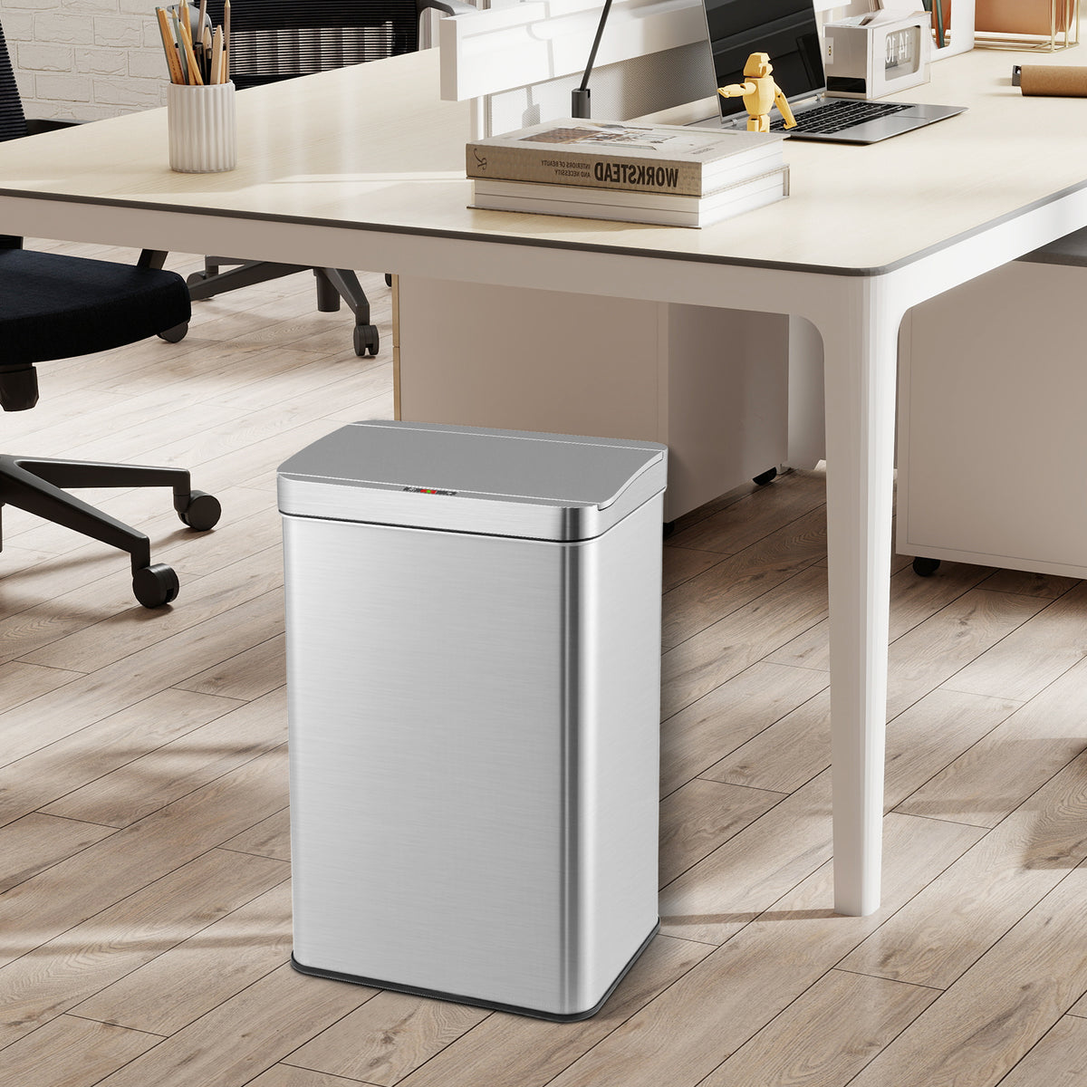 60L Automatic Trash Can with Lid, Motion Sensor Garbage Can with Stay Open & Soft Close Function