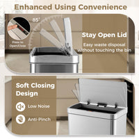 60L Automatic Trash Can with Lid, Motion Sensor Garbage Can with Stay Open & Soft Close Function