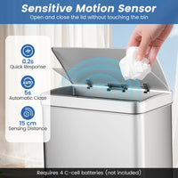 56L Stainless Steel Trash Can, Motion Sensor Garbage Can with 2 Removable Waste Bins