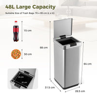 48L Automatic Trash Can with Lid, Motion Sensor Garbage Can with Stay Open & Soft Close Function