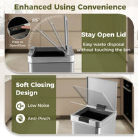 48L Automatic Trash Can with Lid, Motion Sensor Garbage Can with Stay Open & Soft Close Function