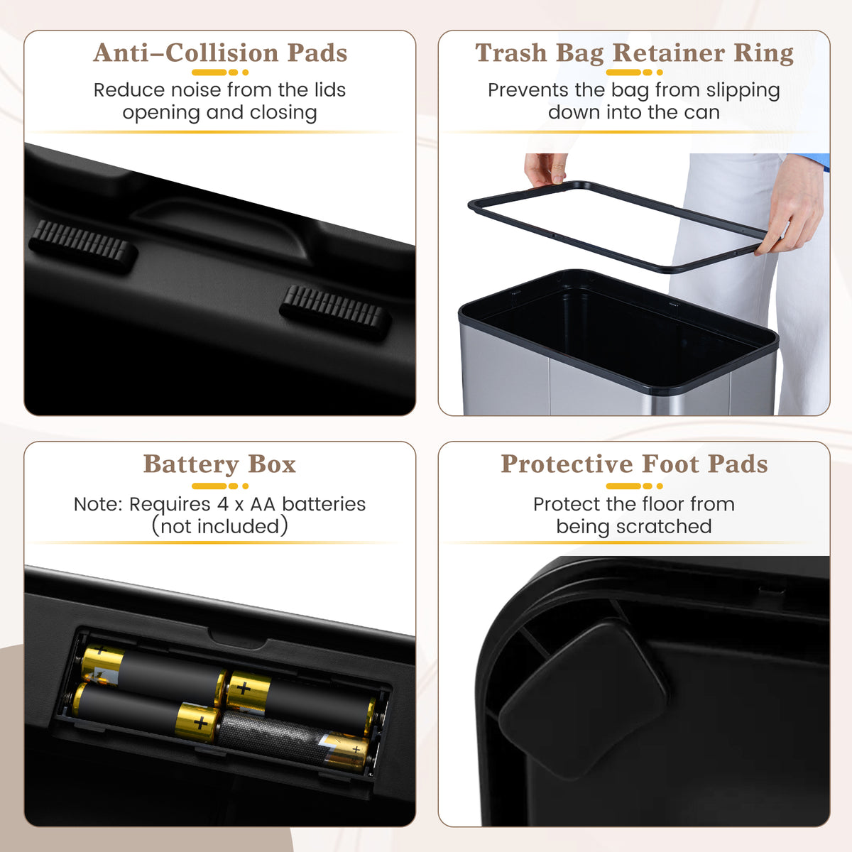 Infrared Motion Sensor Garbage Can with Automatic Wing Lid