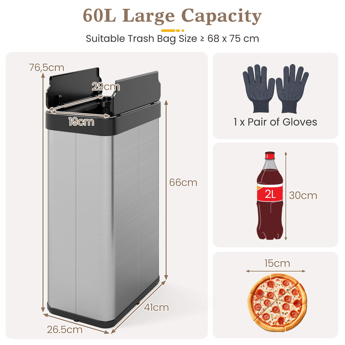 Infrared Motion Sensor Garbage Can with Automatic Wing Lid