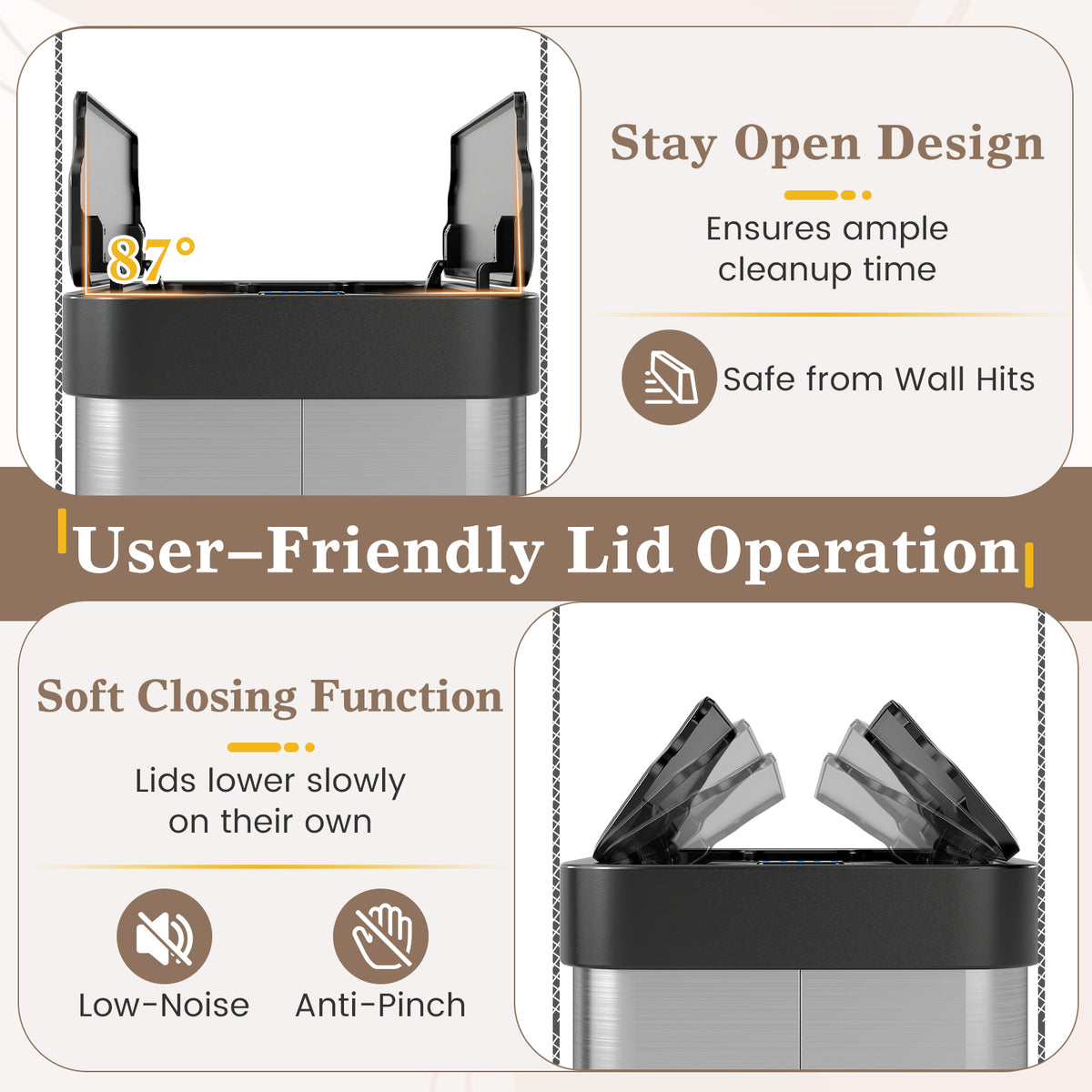 Infrared Motion Sensor Garbage Can with Automatic Wing Lid