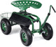 Garden Rolling Scooter w/ Storage Basket, Adjustable Seat