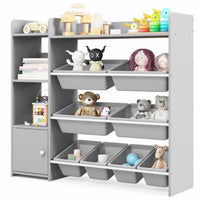 Kids Bookshelf with 8 Storage Boxes and 2 Open Shelves