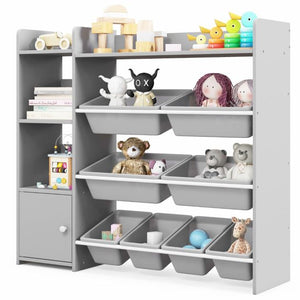 Kids Bookshelf with 8 Storage Boxes and 2 Open Shelves