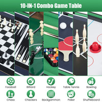 10-in-1 Combo Game Table Set with Foosball and Air Hockey for Home