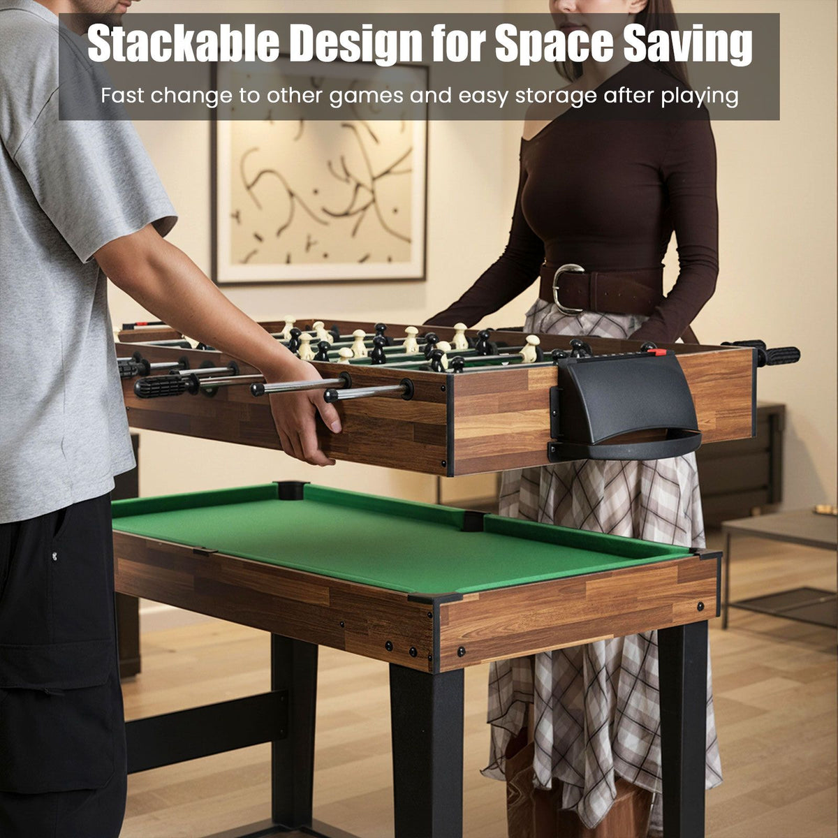 10-in-1 Combo Game Table Set with Foosball and Air Hockey for Home