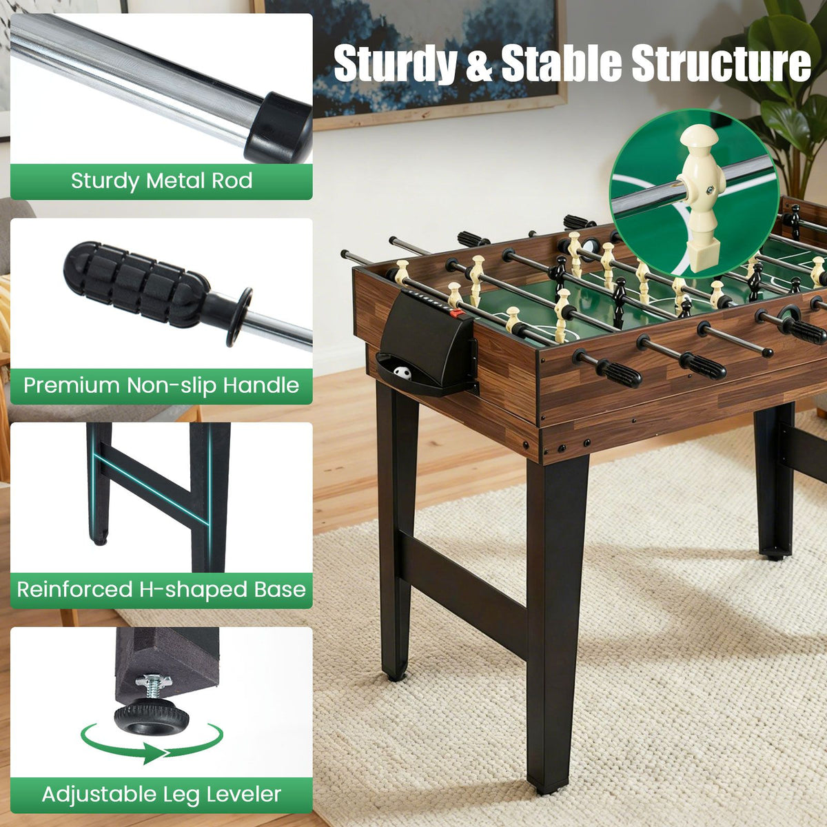10-in-1 Combo Game Table Set with Foosball and Air Hockey for Home