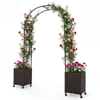 Garden Arch Trellis with 2 Self-watering Planter Boxes for Climbing Plants Vines