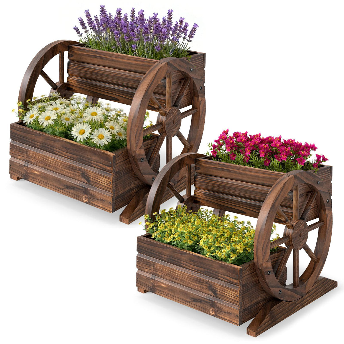2-tier Raised Garden Bed with Drainage Holes and Wheels