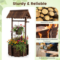 Garden Wooden Wishing Well Bucket with Hanging Bucket Planter
