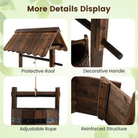 Garden Wooden Wishing Well Bucket with Hanging Bucket Planter
