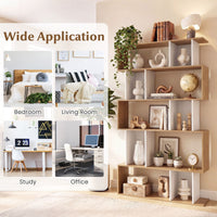 5-Tier Geometric Display Rack with Open Shelves and Closed Cubes for home