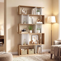 5-Tier Geometric Display Rack with Open Shelves and Closed Cubes for home
