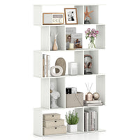 5-Tier Geometric Display Rack with Open Shelves and Closed Cubes for home