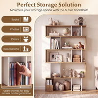 5-Tier Geometric Display Rack with Open Shelves and Closed Cubes for home