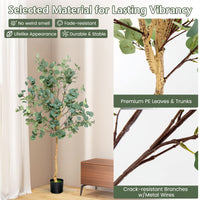 Giantex 1.65m Artificial Tree, Artificial Eucalyptus Tree in Plastic Nursery Pot