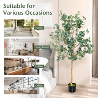Giantex 1.65m Artificial Tree, Artificial Eucalyptus Tree in Plastic Nursery Pot