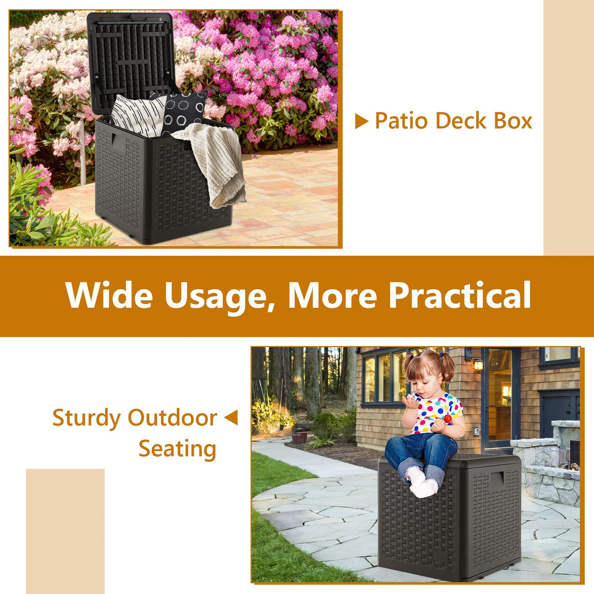 Giantex Patio Deck Box, All Weather Storage Container w/Lockable Lid