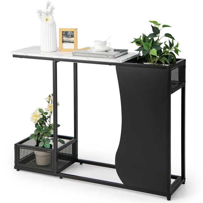 Giantex 110cm Black Console Table w/Plant Position