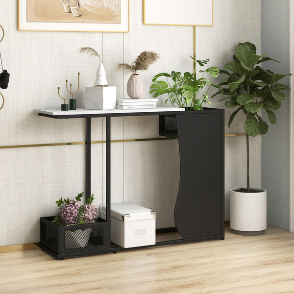 Giantex 110cm Black Console Table w/Plant Position