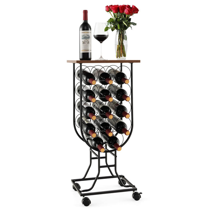 Giantex 14 Bottles Wine Rack with Detachable & Lockable Wheels