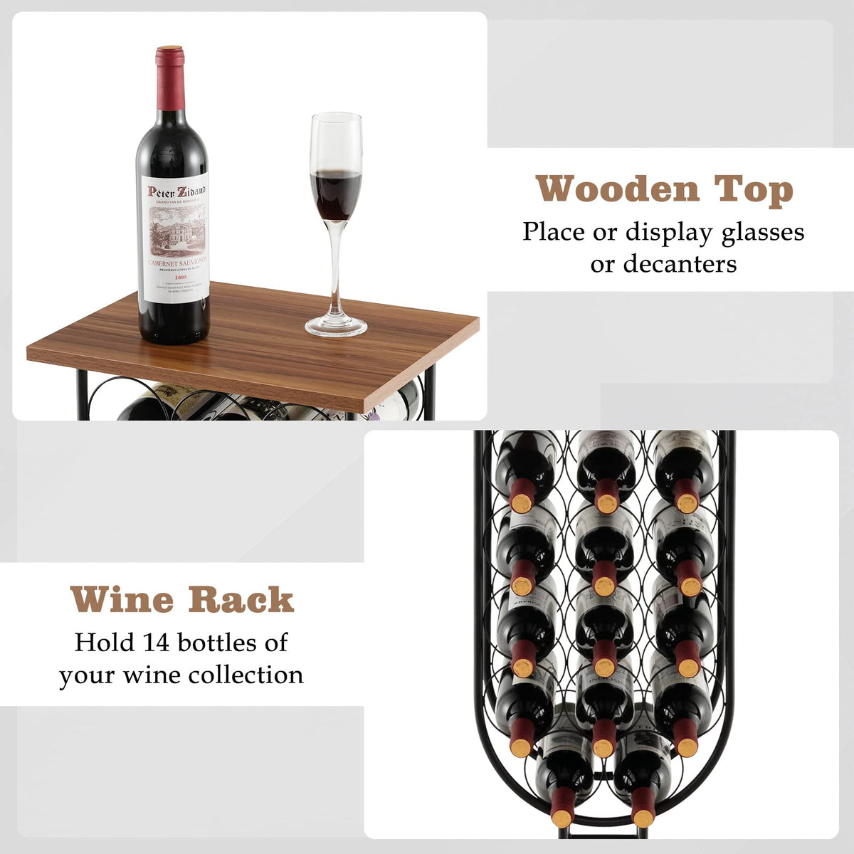 Giantex 14 Bottles Wine Rack with Detachable & Lockable Wheels