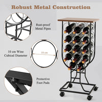 Giantex 14 Bottles Wine Rack with Detachable & Lockable Wheels