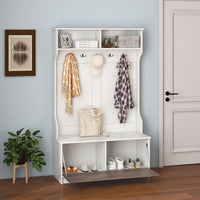 Giantex 160cm Hall Tree with Coat Rack and Storage Bench