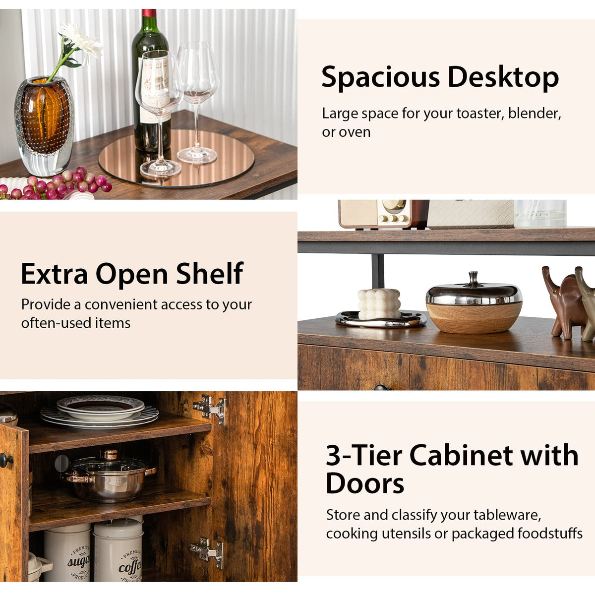 Giantex 2-Door Buffet Sideboard w/Open Shelf