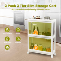 Giantex 2 Pack 3 Tier Slim Storage Cart