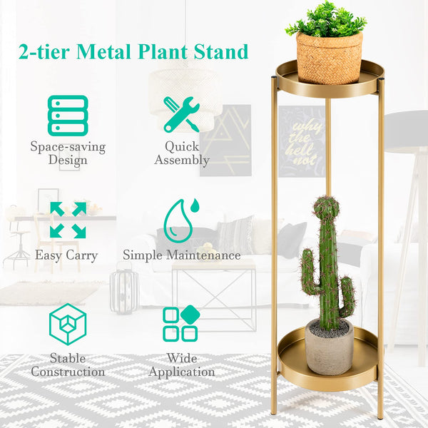 Giantex 2 Tier Metal Plant Stand, Mid Century Modern Plant Stand