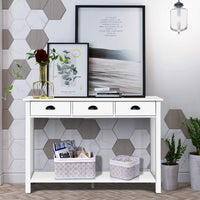 Giantex 3-Drawer Console Table, Sofa Table with 3 Drawers, Bottom Shelf