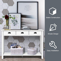 Giantex 3-Drawer Console Table, Sofa Table with 3 Drawers, Bottom Shelf