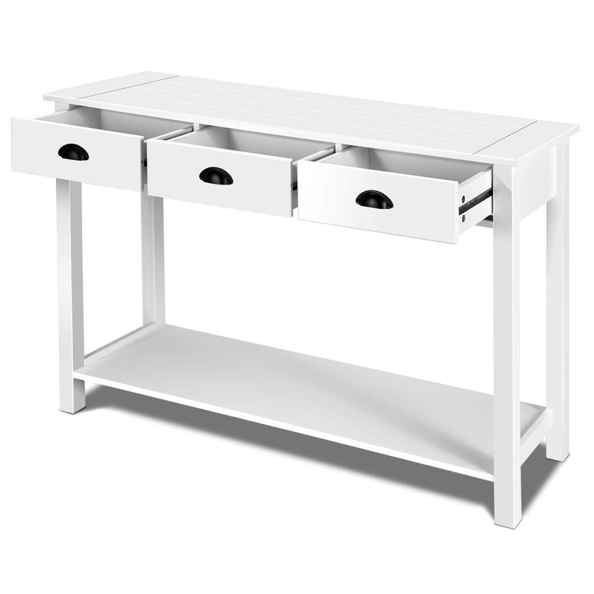 Giantex 3-Drawer Console Table, Sofa Table with 3 Drawers, Bottom Shelf