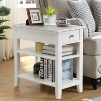 Giantex 3-Tier End Table w/Drawer Side Table with One Drawer and Double Shelves Narrow Tiered Nightstand for Bedroom