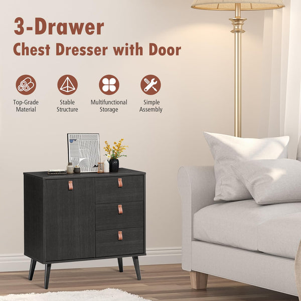 Giantex 3 Drawer Dresser, Wood Chest of Drawers with Anti-toppling Device