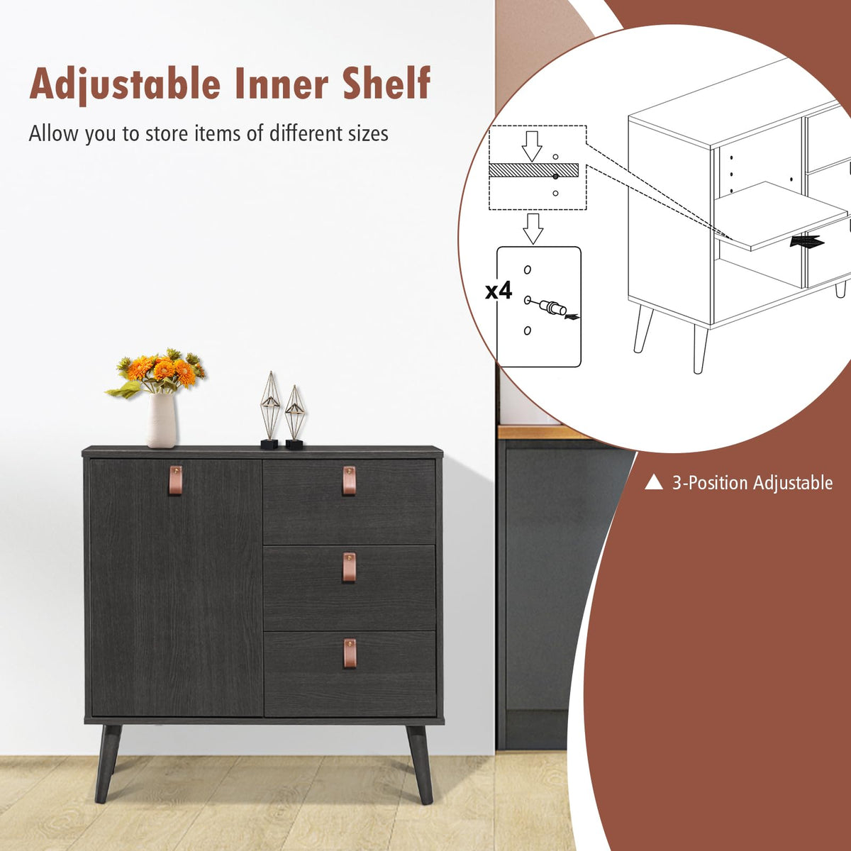 Giantex 3 Drawer Dresser, Wood Chest of Drawers with Anti-toppling Device