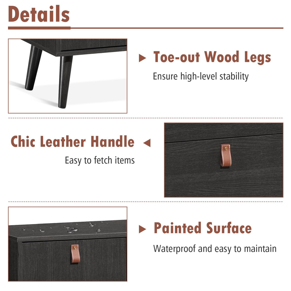 Giantex 3 Drawer Dresser, Wood Chest of Drawers with Anti-toppling Device